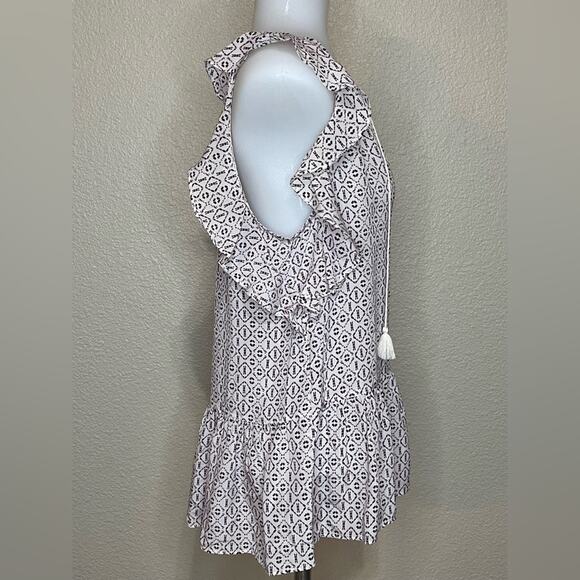 Madewell Silk Lily Ruffle Top In Echo Grid Blouse Size M - Picture 2 of 5